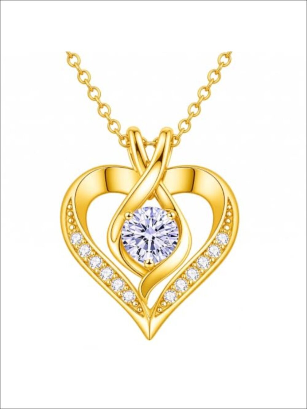 18K Gold Plated Heart Birthstone Necklace June Alexandrite Pendant Jewelry